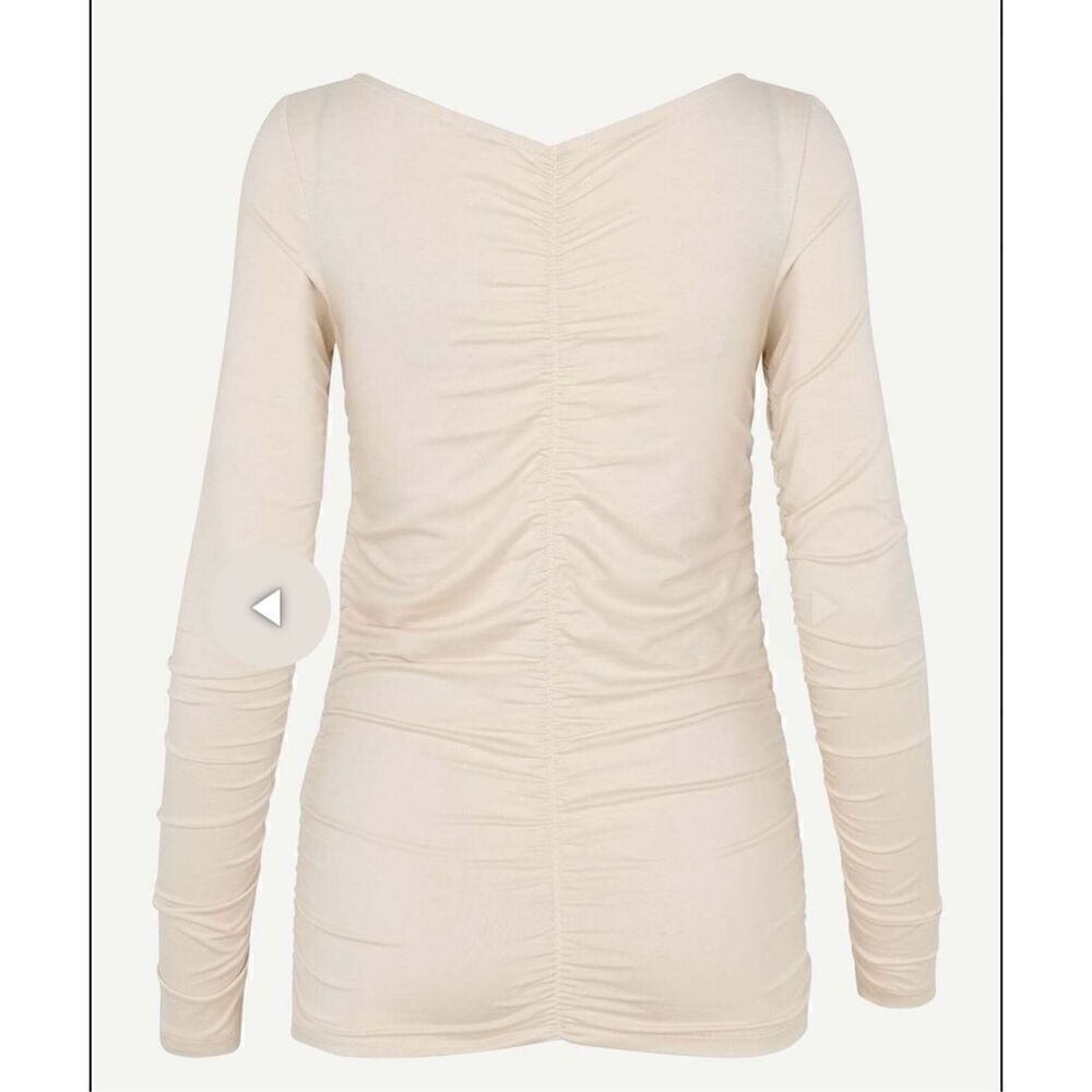 Samsoe Samsoe Ruched Long Sleeved T in Cream NWOT Size XXS